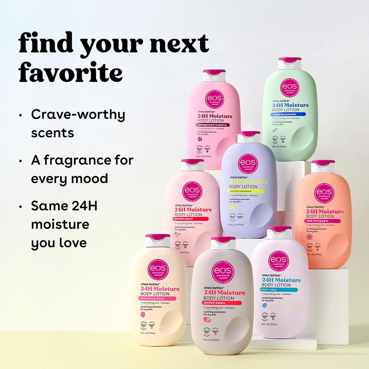 EOS Shea Better Body Lotion- Vanilla Cashmere, 24-Hour Moisture, 16 fl oz.