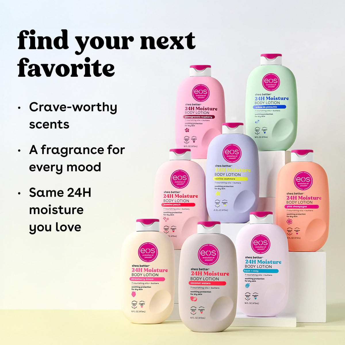 EOS Shea Better Body Lotion- Vanilla Cashmere, 24-Hour Moisture, 16 fl oz.