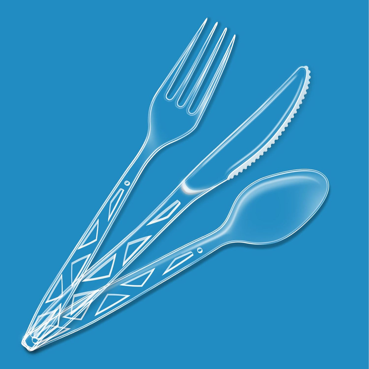 Amazon Basics 192-Piece Clear Plastic Cutlery Set – Heavy-Duty Disposable Forks, Spoons & Knives (64 Place Settings).