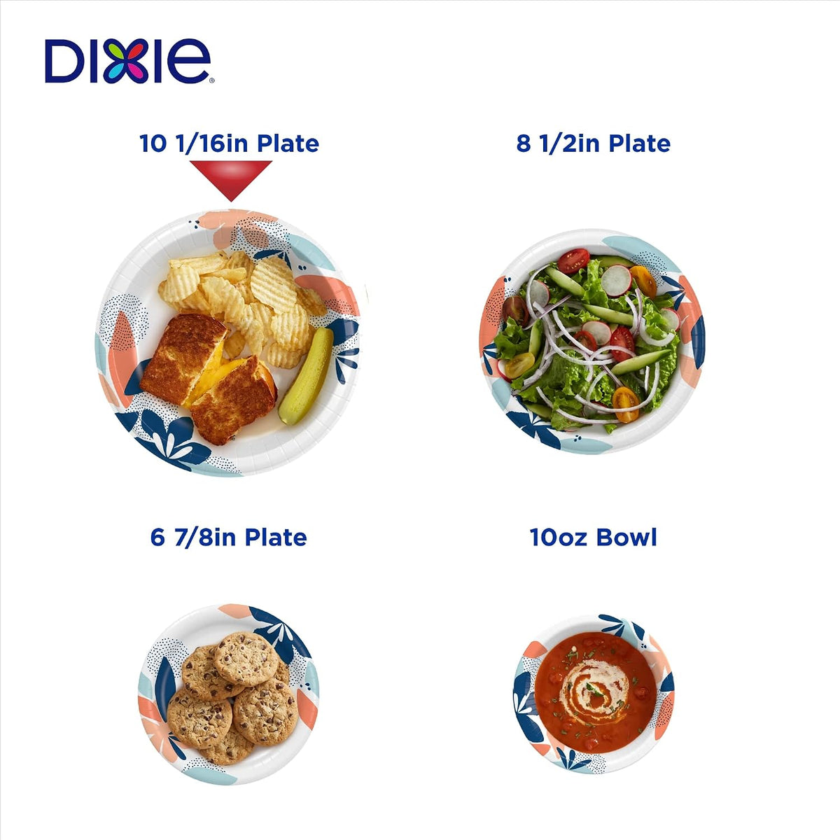Dixie Large Paper Plates 10 Inch, 150 Ct Disposable Paper Plate Pack