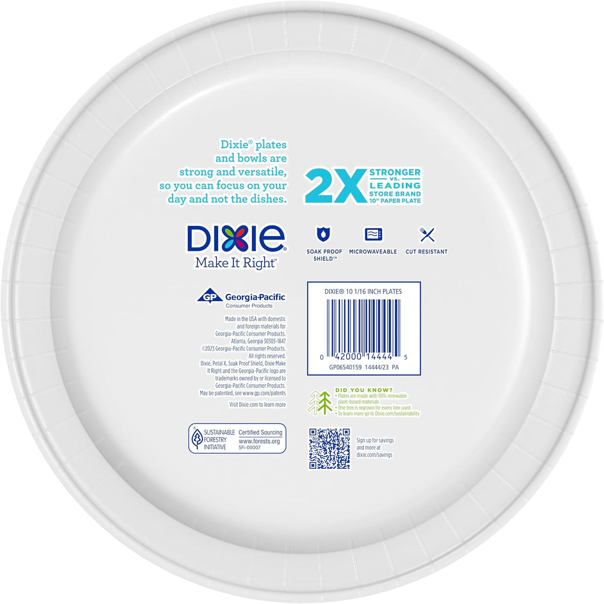 Dixie Large Paper Plates 10 Inch, 150 Ct Disposable Paper Plate Pack
