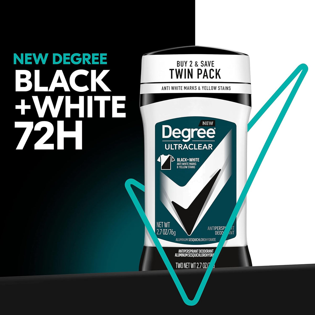 Degree Men UltraClear Antiperspirant Black+White Sweat & 2 Count 2.6