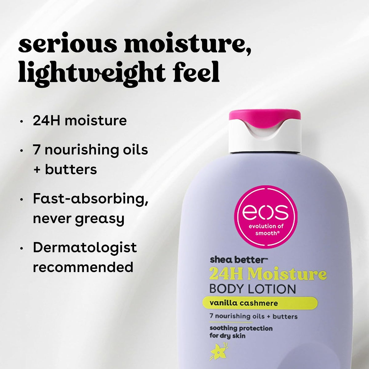 EOS Shea Better Body Lotion- Vanilla Cashmere, 24-Hour Moisture, 16 fl oz.