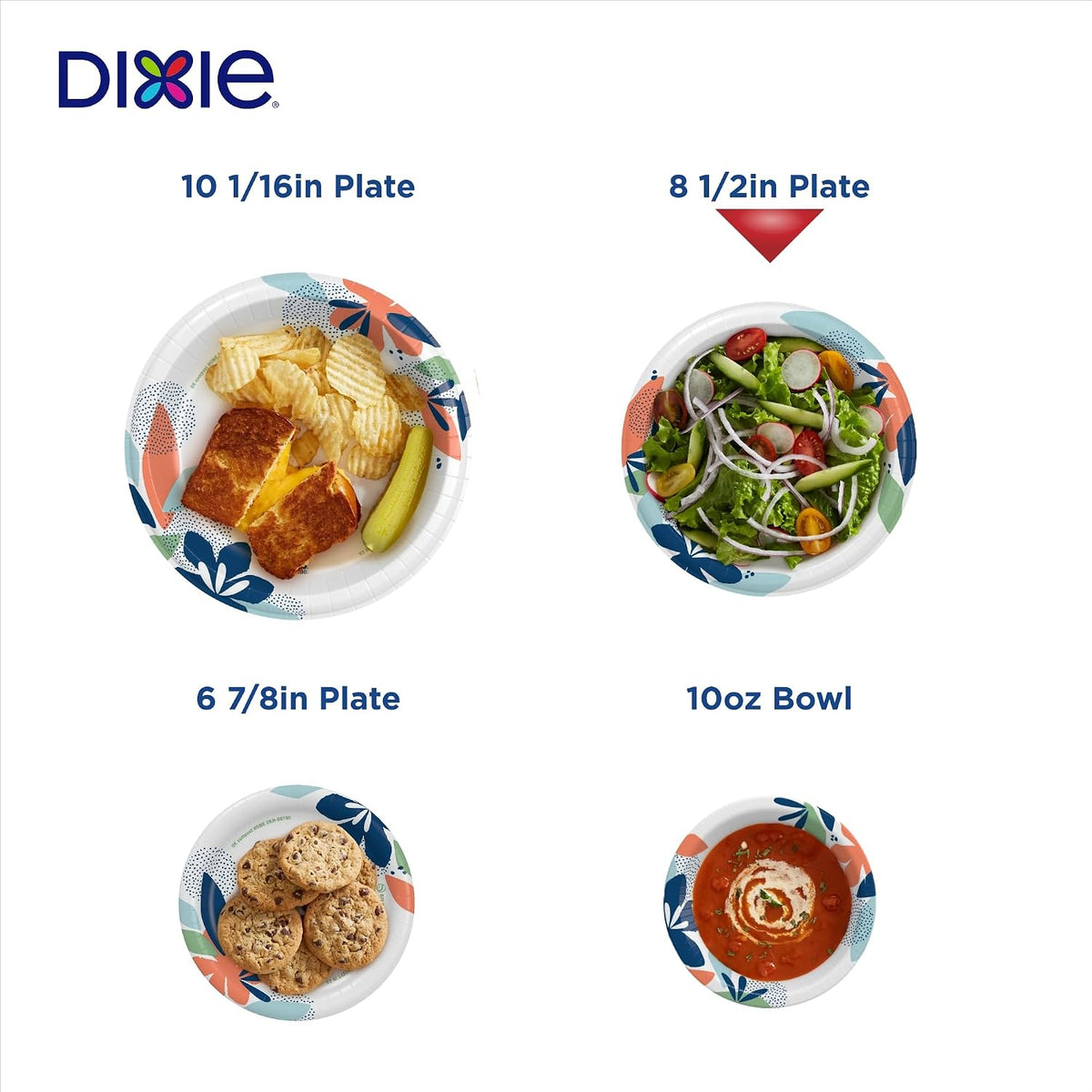 Dixie Large Paper Plates 10 Inch, 150 Ct Disposable Paper Plate Pack