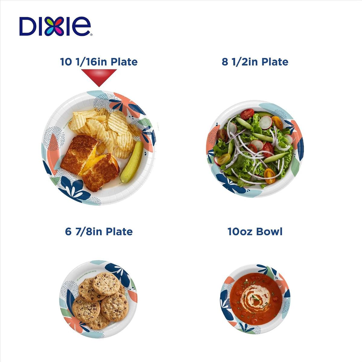 Dixie Large Paper Plates 10 Inch, 150 Ct Disposable Paper Plate Pack