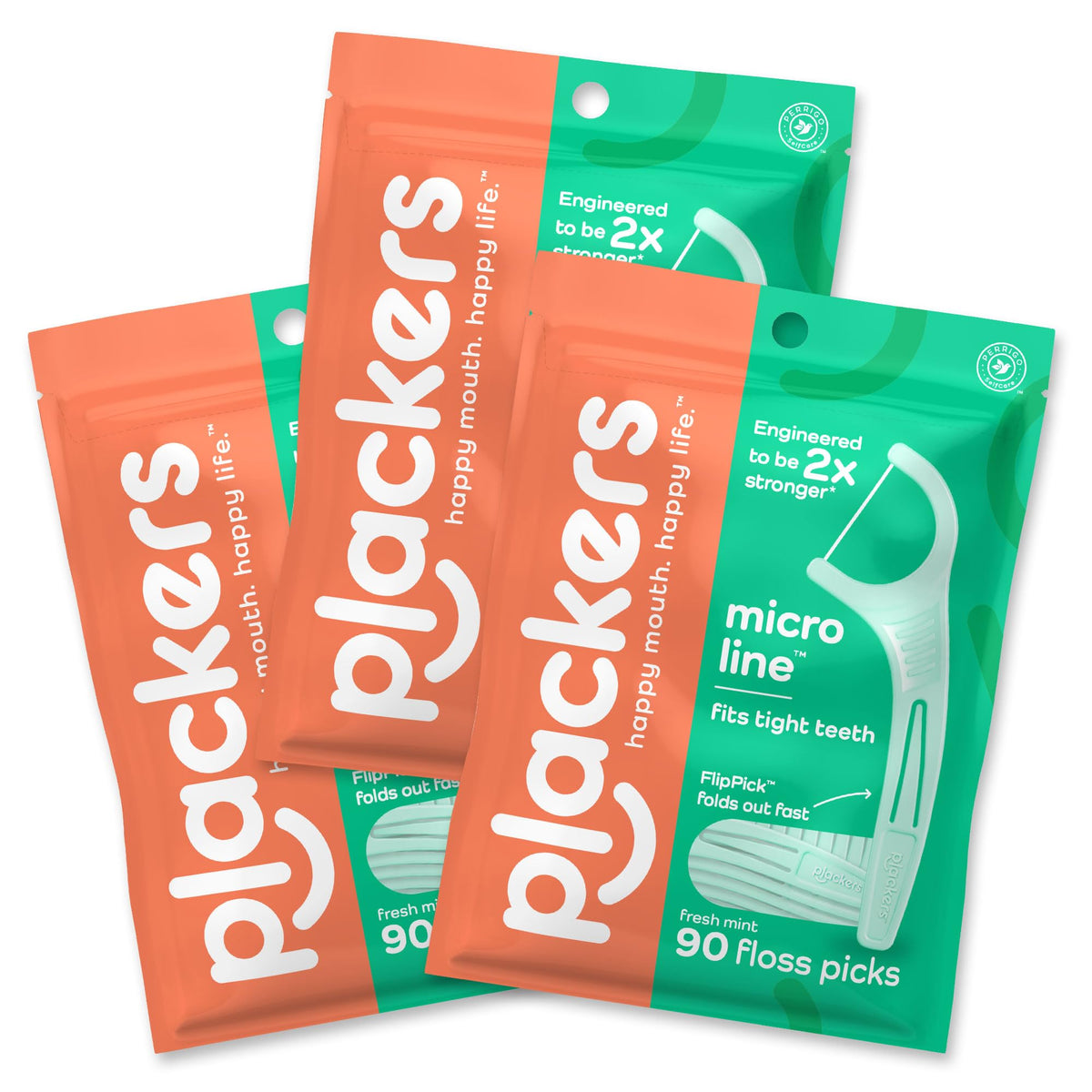 Plackers Micro Line Floss Picks, Intense Mint, 300 Count