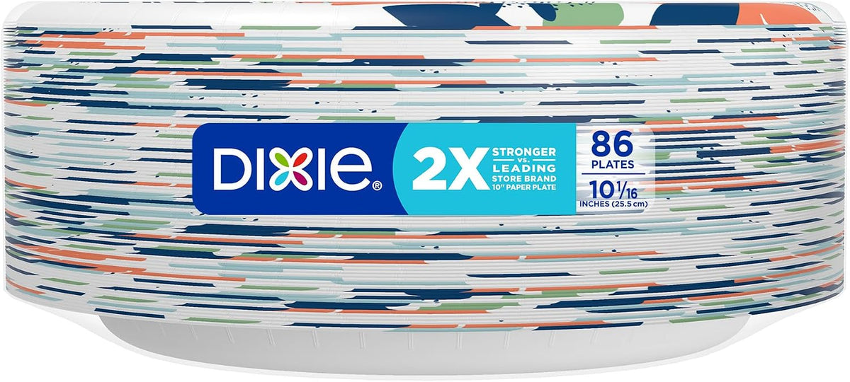 Dixie Large Paper Plates 10 Inch, 150 Ct Disposable Paper Plate Pack