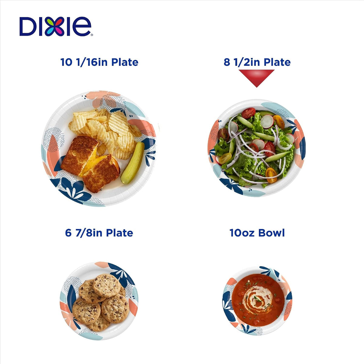 Dixie Large Paper Plates 10 Inch, 150 Ct Disposable Paper Plate Pack