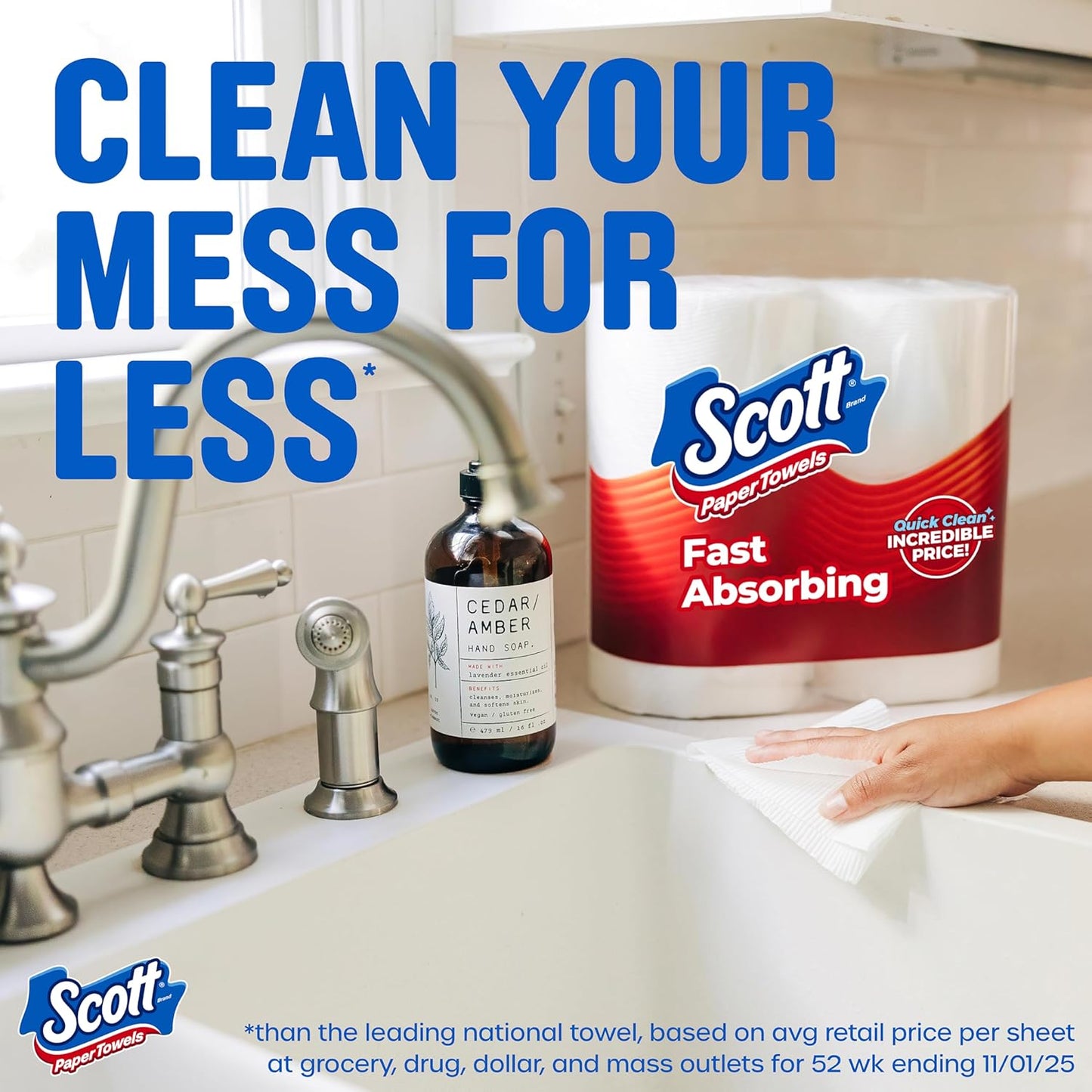 Scott Paper Towels, Task Size, 30 Family Double Rolls, 119 Sheets per Roll