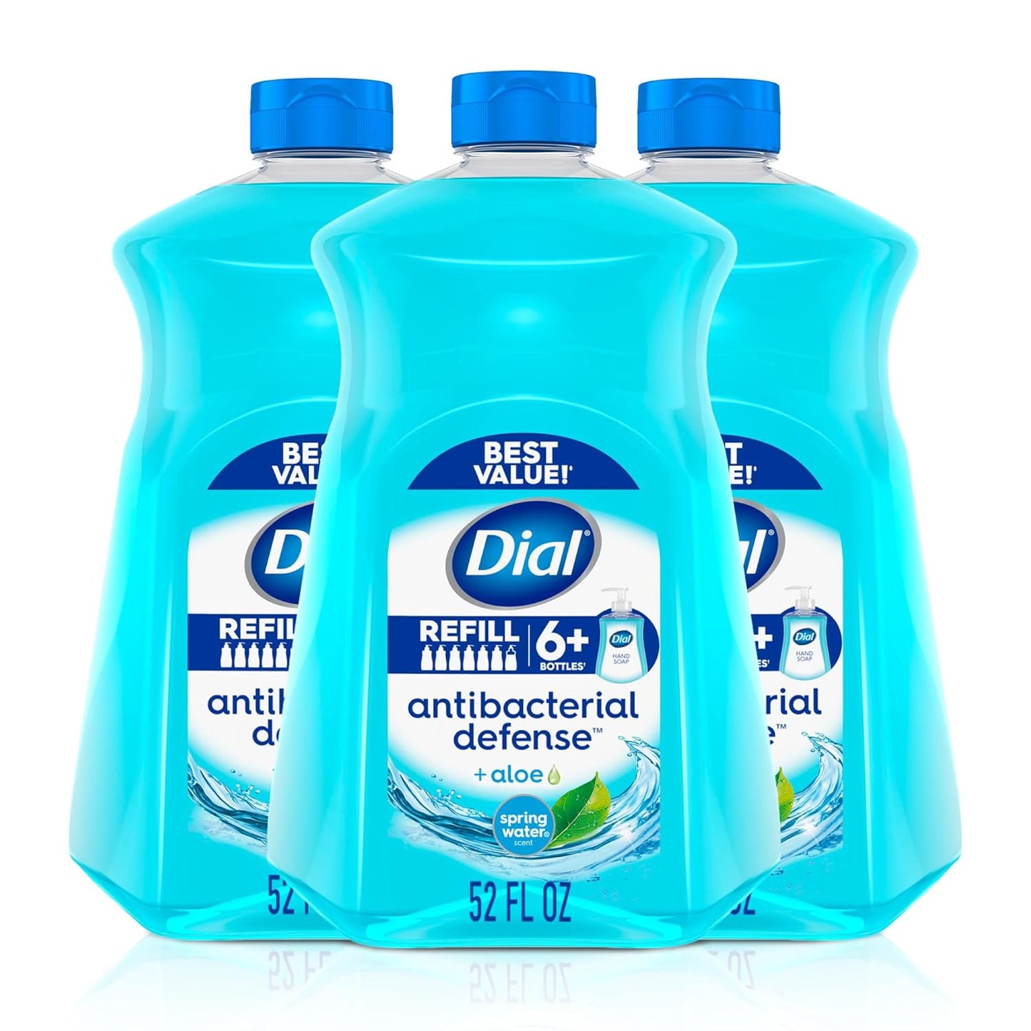 Antibacterial Defense Spring Water Liquid Hand Soap, 52 Fl Oz | Gentle Cleansing with Aloe Vera, Dermatologist Tested, Free from Parabens and Silicones, 3-Pack