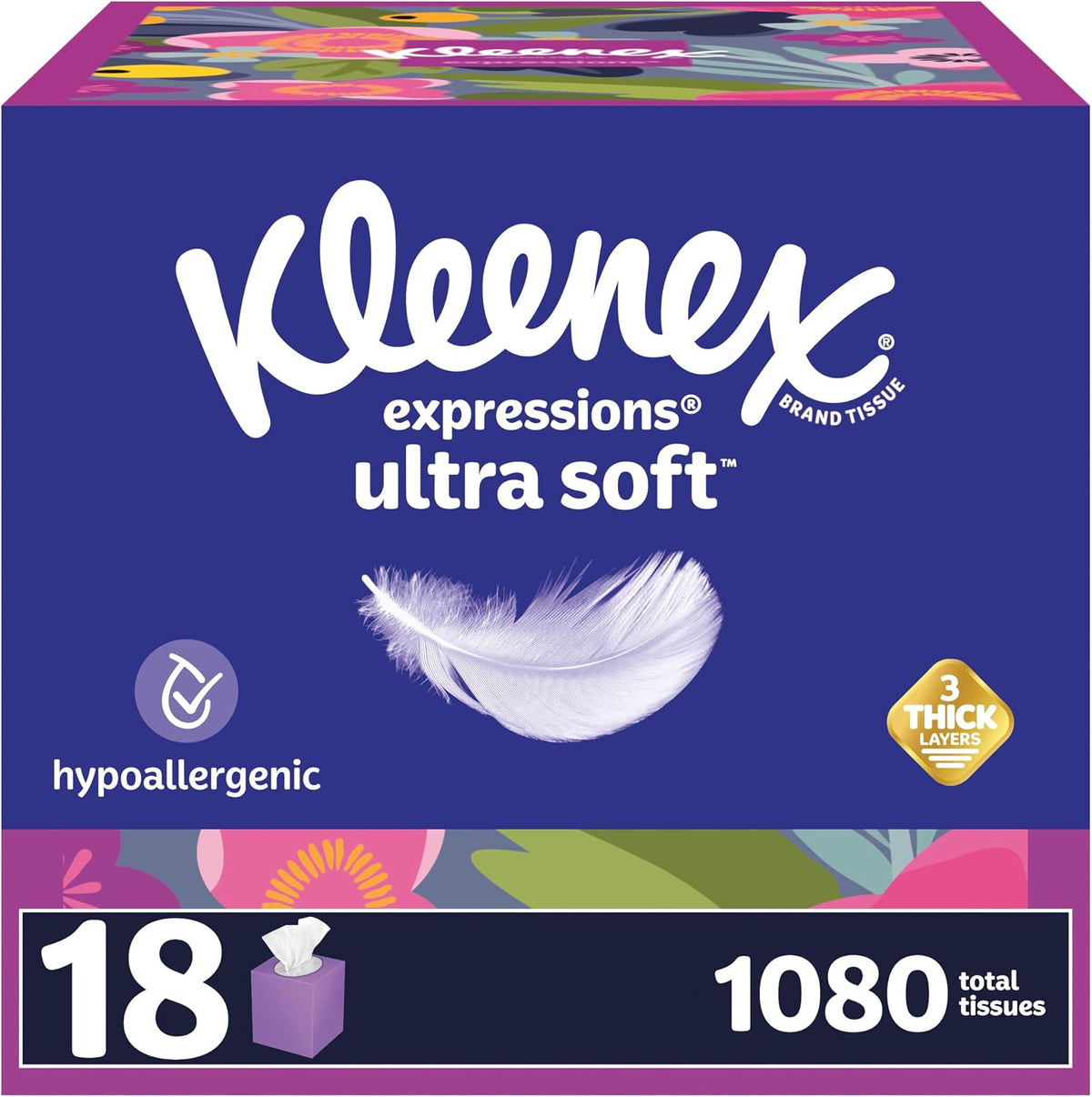 Kleenex Ultra Soft Facial Tissues, 8 Cube Boxes, 80 Tissues per Box