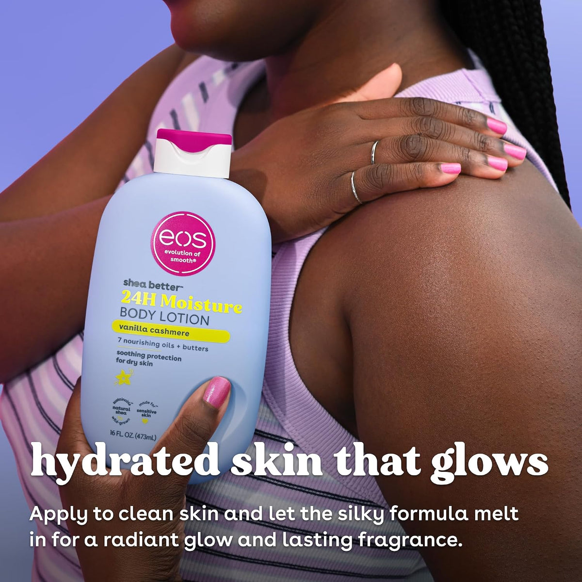 EOS Shea Better Body Lotion- Vanilla Cashmere, 24-Hour Moisture, 16 fl oz.