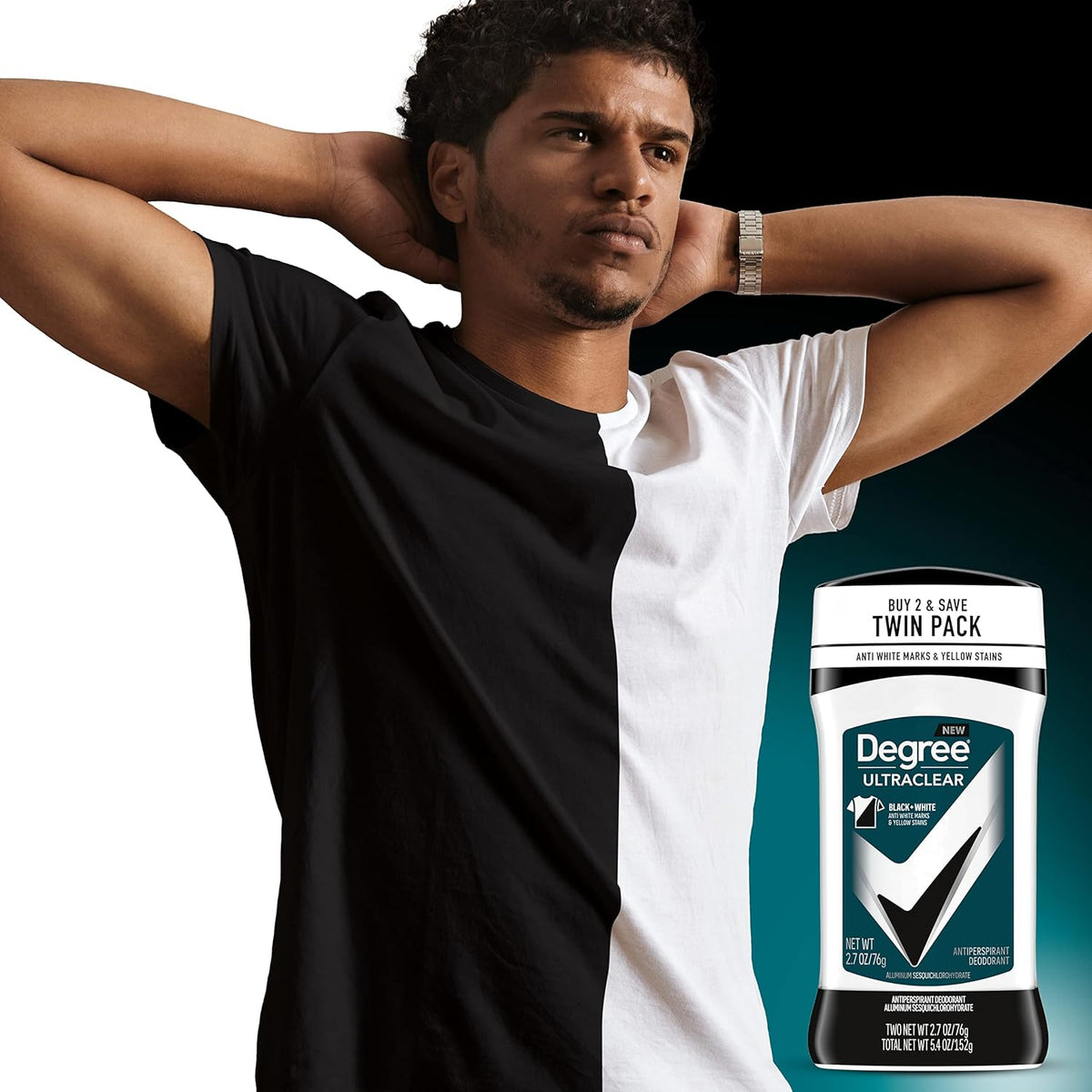 Degree Men UltraClear Antiperspirant Black+White Sweat & 2 Count 2.6