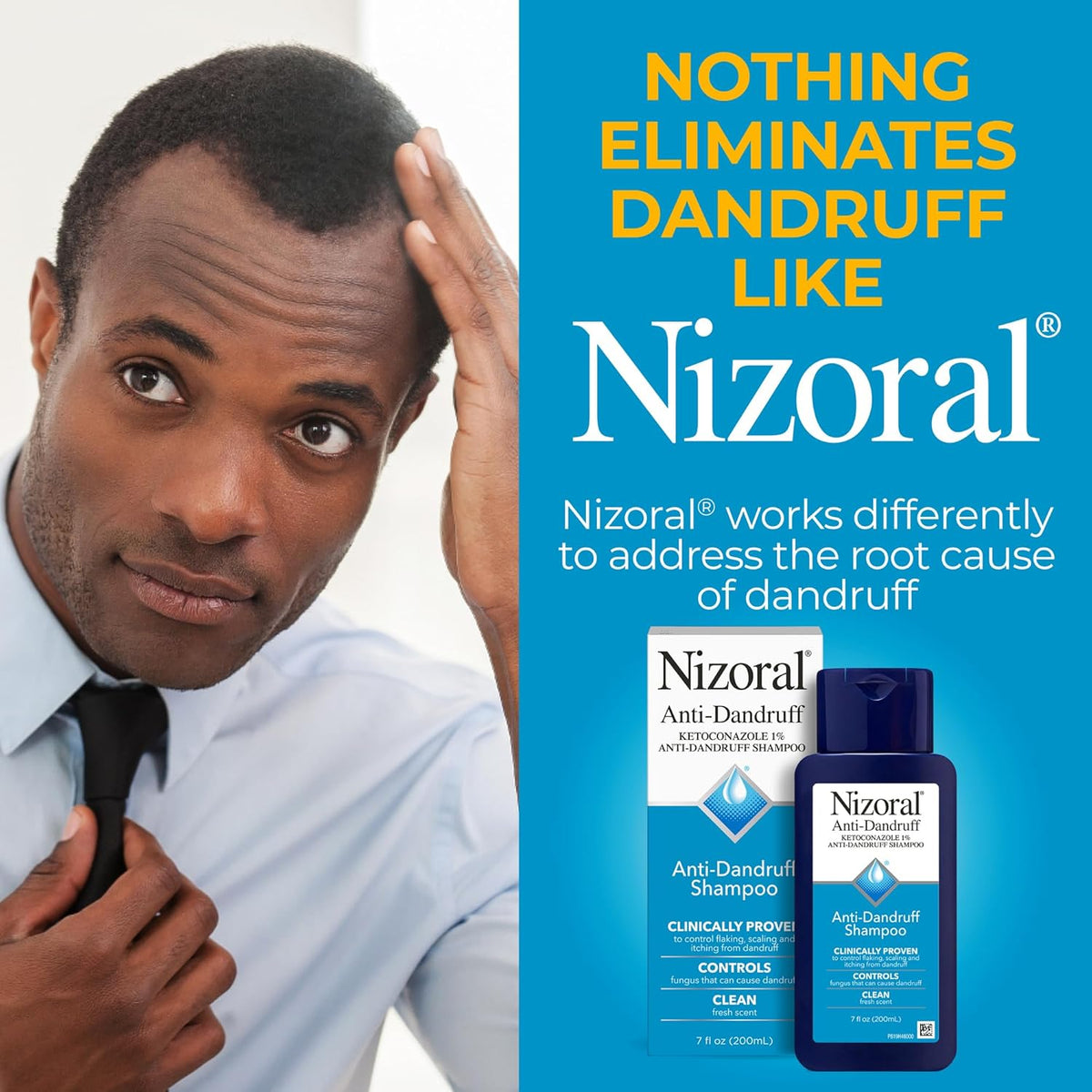 Nizoral Anti-Dandruff Shampoo with 1% Ketoconazole, Fresh Scent, 7 Fl Oz Anti-Fungal Shampoo, Dandruff Shampoo for Dandruff Relief, Ketoconazole Shampoo, Dandruff Treatment, 1% Ketoconazole.