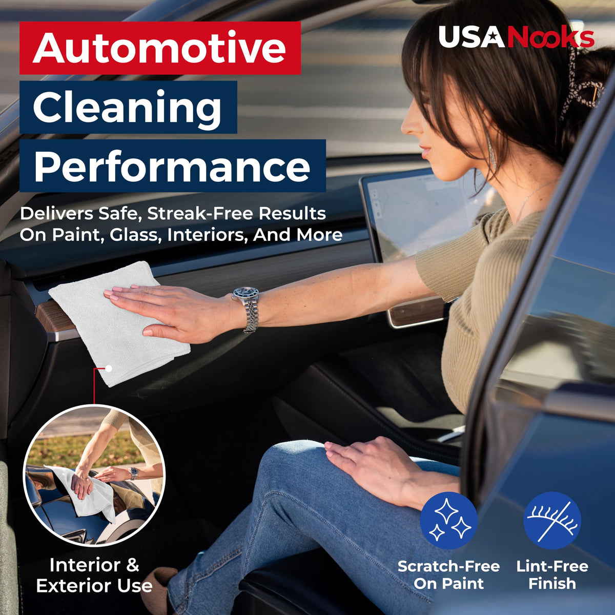 USANOOKS Microfiber Cleaning Cloth Grey - 12 Pcs (12.5"x12.5") - High Performance - 1200 Washes, Ultra Absorbent Microfiber Towel Weave Grime & Liquid for Streak-Free Mirror Shine - Car Washing Cloth