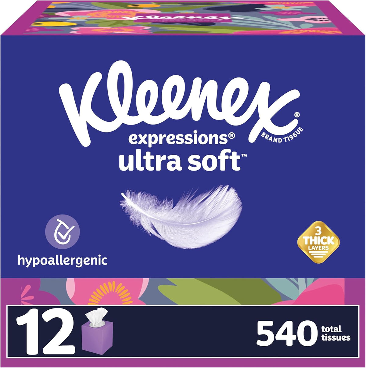 Kleenex Ultra Soft Facial Tissues, 8 Cube Boxes, 80 Tissues per Box