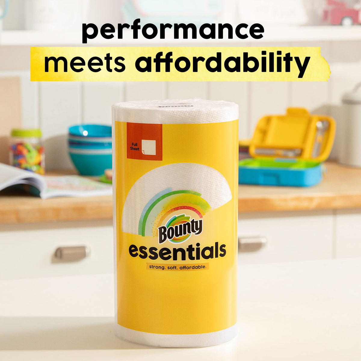 Bounty Essentials Select-A-Size Paper Towels, 6 Double Rolls, White, 108 Sheets Per Roll