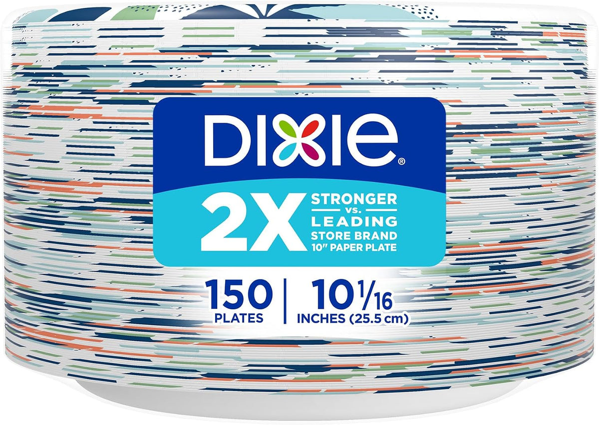 Dixie Large Paper Plates 10 Inch, 150 Ct Disposable Paper Plate Pack
