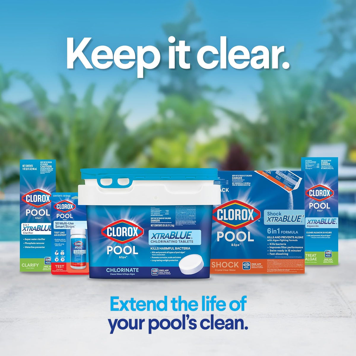 Crystal Clear Water Fast: Clorox Pool & Spa 2-in-1 Algaecide & Water Clarifier (1 Gallon / 128 Fl Oz) – Fast-Acting Green Pool Algae Treatment & Prevention.