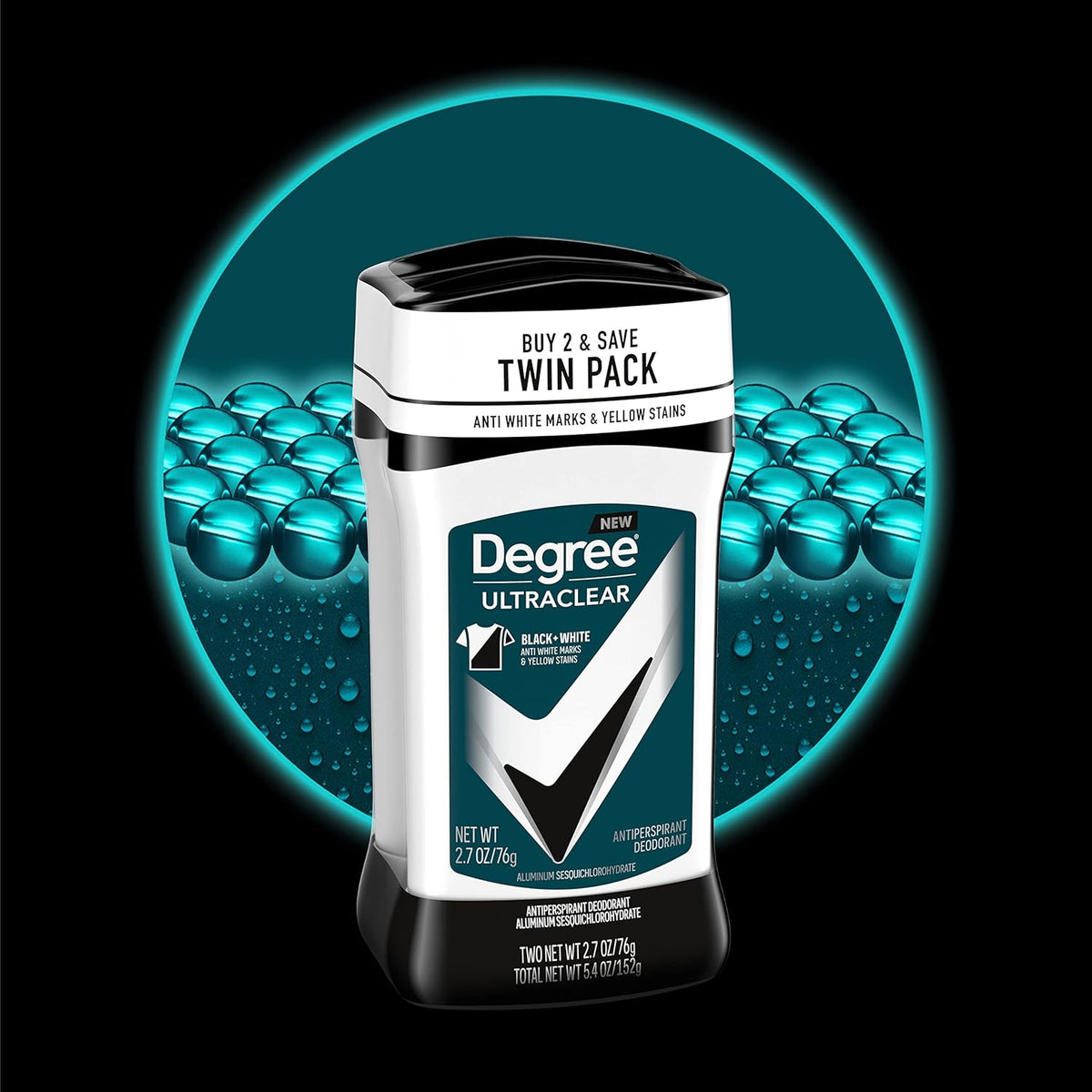 Degree Men UltraClear Antiperspirant Black+White Sweat & 2 Count 2.6