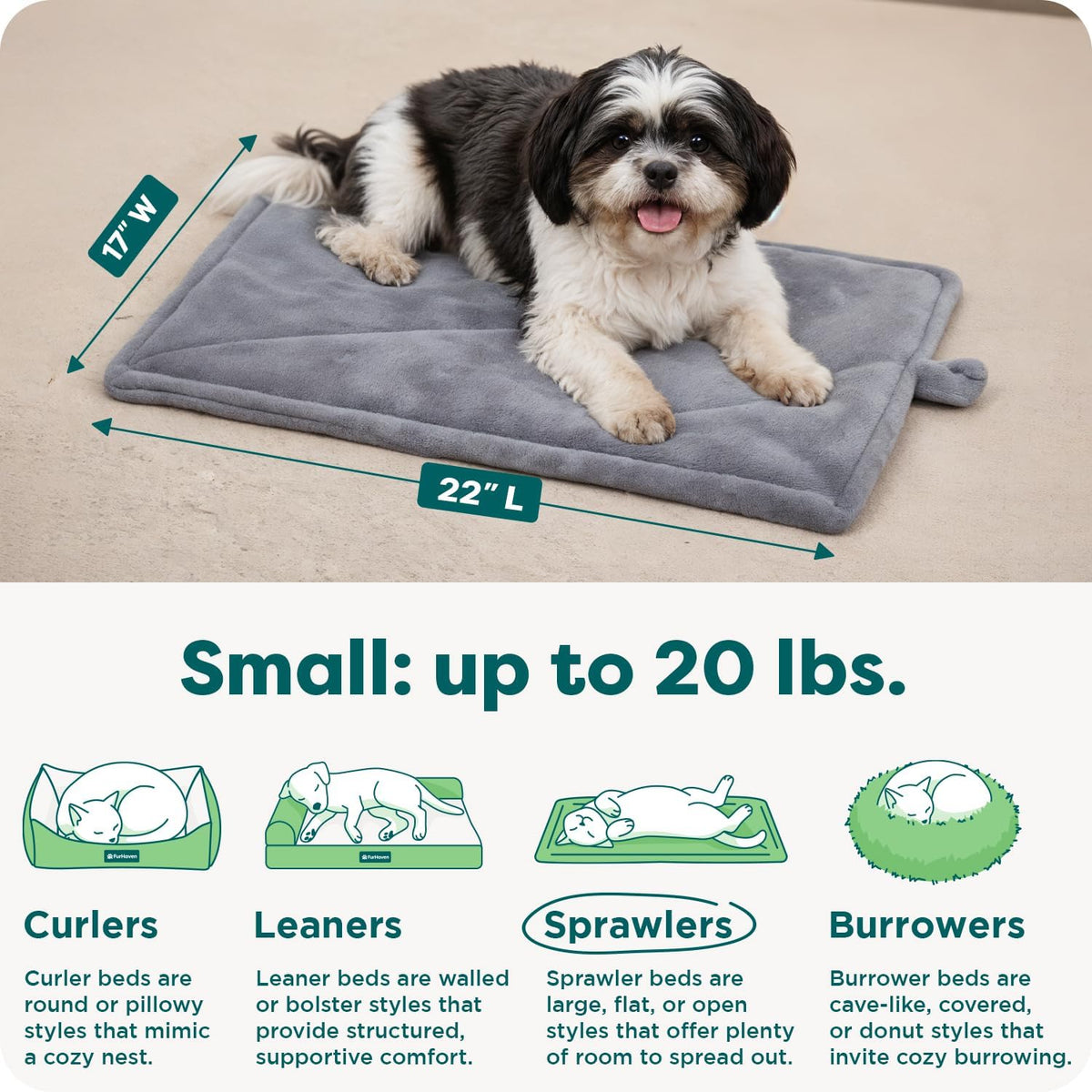 Thermanap Self Warming Cat Mat, Dog Bed for Crates with Self-Warming Technology for Cozy Rest, Fully Machine Washable, Small, Plush Faux Fur, Gray
