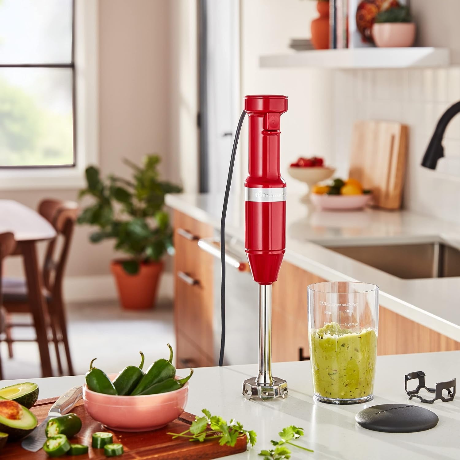 Kitchenaid Variable Speed Corded Hand Blender, KHBV53, Empire Red | Removable 8" Blending Arm, Blending Jar with Lid, Bpa-Free Material, Blends Smoothies, Shakes, Soups