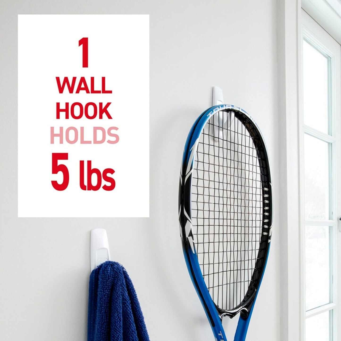 Command Large White Hooks, 14 Hooks, 16 Strips | Damage-Free Hanging Wall Hooks with Adhesive Strips, No Tools Adhesive Hooks for Hanging Decor, Holds up to 5 Lb