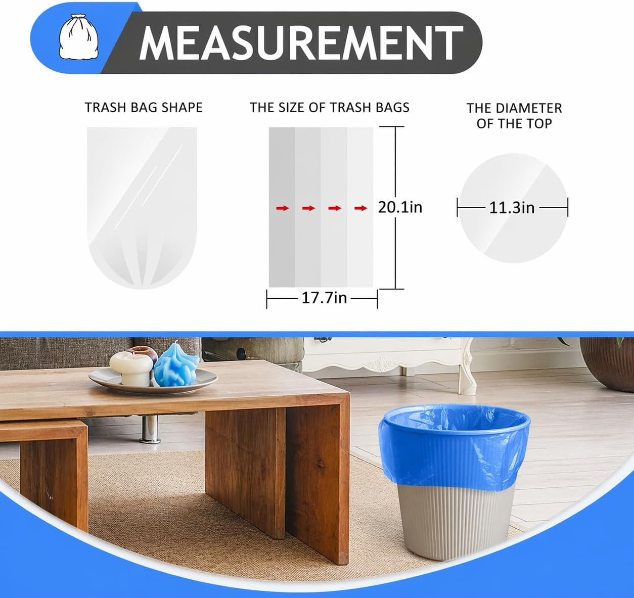 Small Trash Bags 4 Gallon 160 Counts Garbage Bags, Bathroom Trash Can Bin Liners, Small Plastic Bags for Home Office Kitchen, Fit 12-15 Liter, 3,3.5,4.5 Gal, Blue