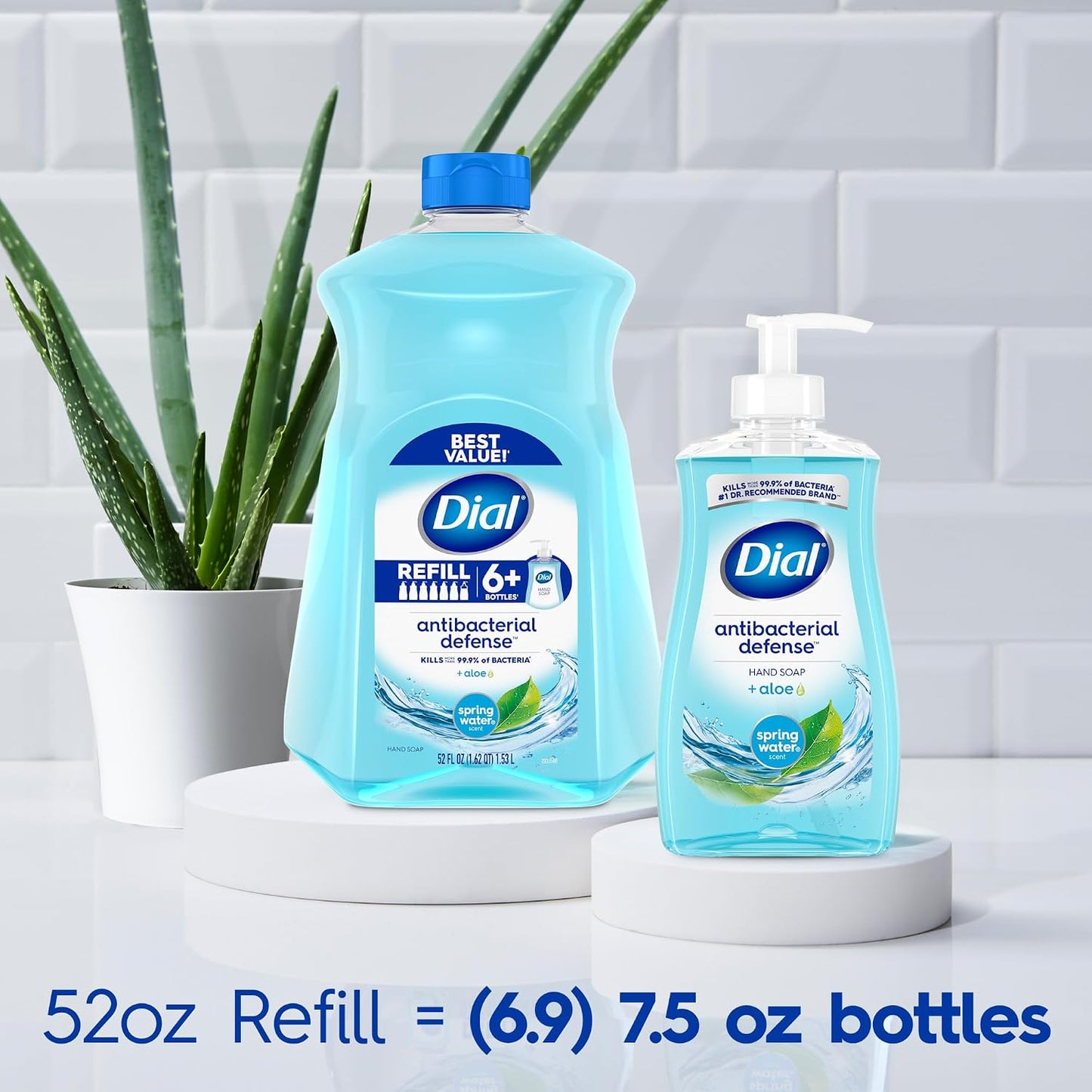 Antibacterial Defense Spring Water Liquid Hand Soap, 52 Fl Oz | Gentle Cleansing with Aloe Vera, Dermatologist Tested, Free from Parabens and Silicones, 3-Pack