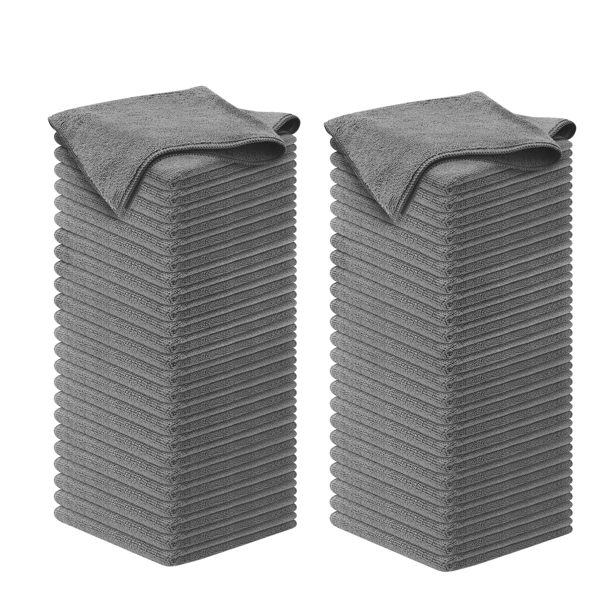 USANOOKS Microfiber Cleaning Cloth Grey - 12 Pcs (12.5"x12.5") - High Performance - 1200 Washes, Ultra Absorbent Microfiber Towel Weave Grime & Liquid for Streak-Free Mirror Shine - Car Washing Cloth