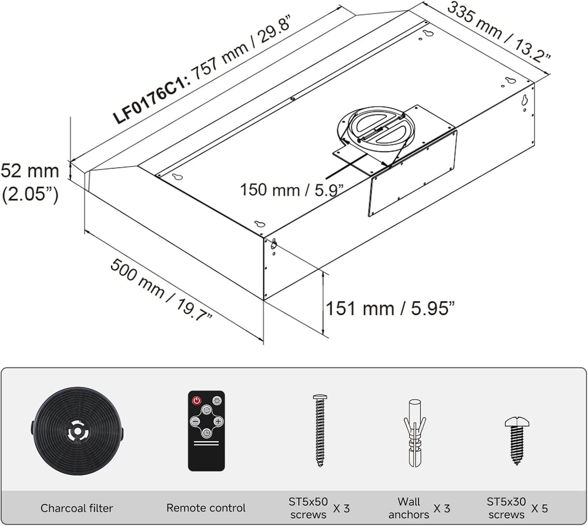 30" under Cabinet Range Hood, 750CFM Stainless Steel Vent Hood | Stainless Steel Hood with Touch/Remote/Gesture Control, Timer, LED Lights & Dishwasher-Safe Baffle Filters 3 Outlets