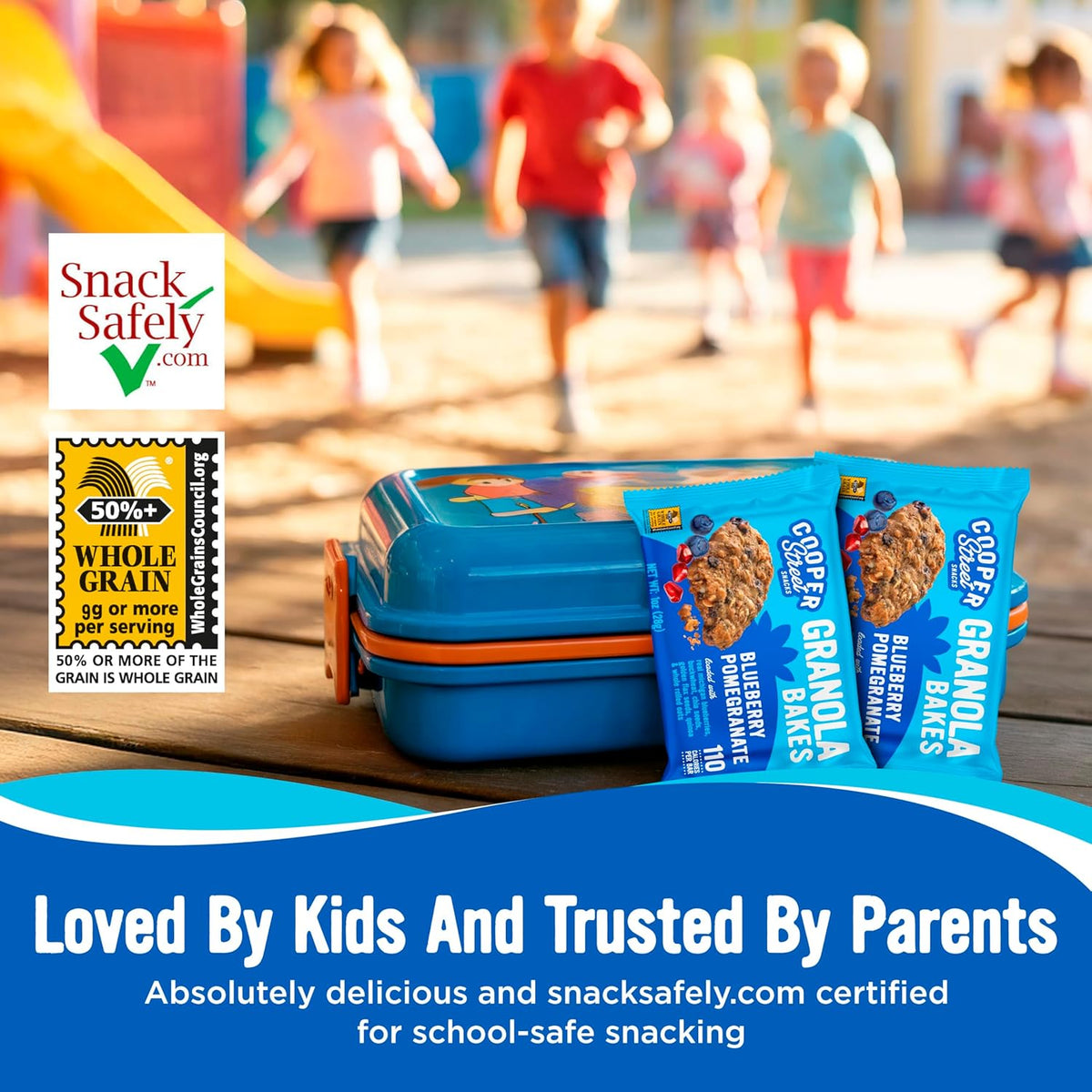 Granola Bakes - Soft Baked Oats, Grain & Seeds Breakfast Granola Cookie Bars - Nut & Dairy Free, Low Sodium, Healthy Lunchbox Snacks for Kids & Adults - Blueberry Pomegranate - 12 Pack