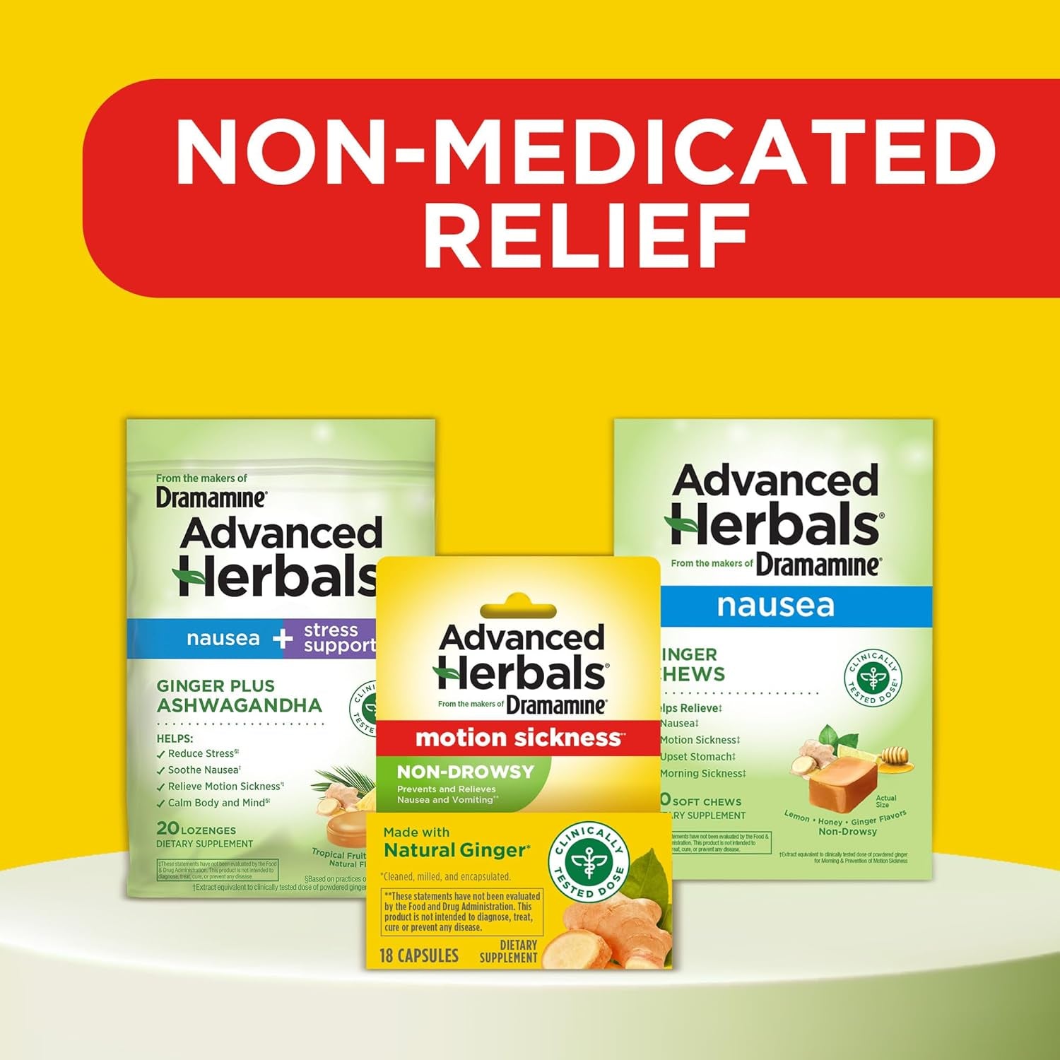 Advanced Herbals, Motion Sickness Relief, Ginger Capsules, 18 Ct | from the Makers of , Non-Drowsy, Relief from Nausea, Capsules Made with Natural Ginger