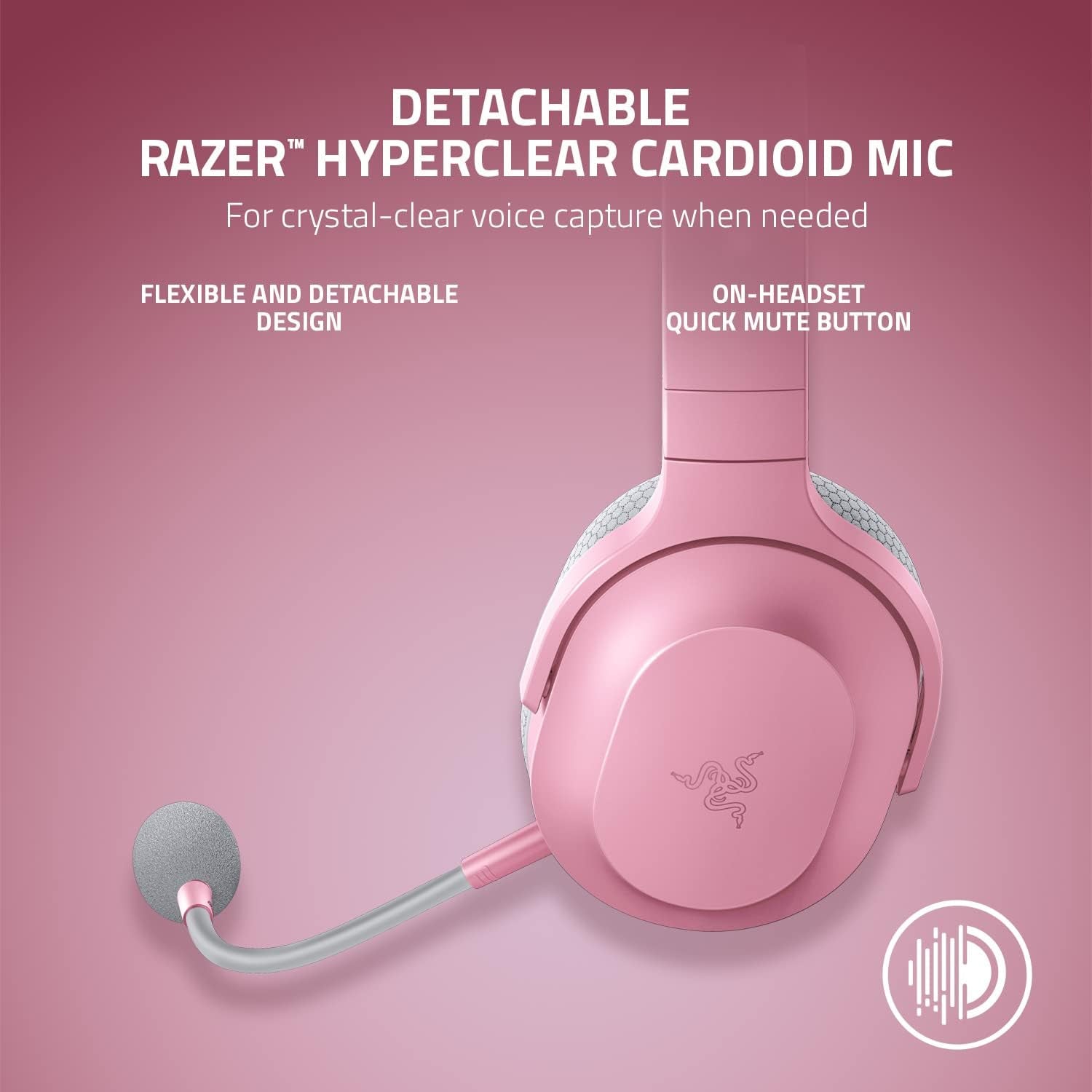 Razer Barracuda X Wireless Gaming & Mobile Headset, Quartz Pink | 2.4Ghz + Bluetooth, Lightweight, 40Mm Drivers, Detachable Mic, 50 Hr Battery