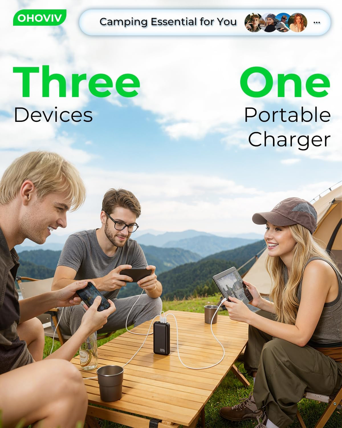 Portable Charger Power Bank 50000Mah,Pd 22.5W Battery Pack | 4× Faster Charging,Up to 55% in 30Mins,Travel Essential,Portable Phone Charger for Iphone 17/16/15 Series,Galaxy,Tablet,Black