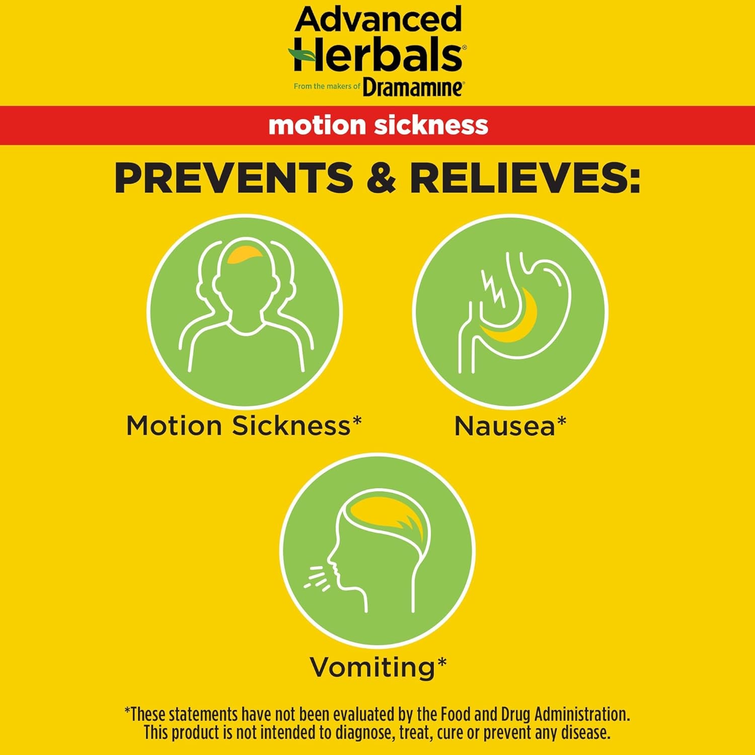 Advanced Herbals, Motion Sickness Relief, Ginger Capsules, 18 Ct | from the Makers of , Non-Drowsy, Relief from Nausea, Capsules Made with Natural Ginger