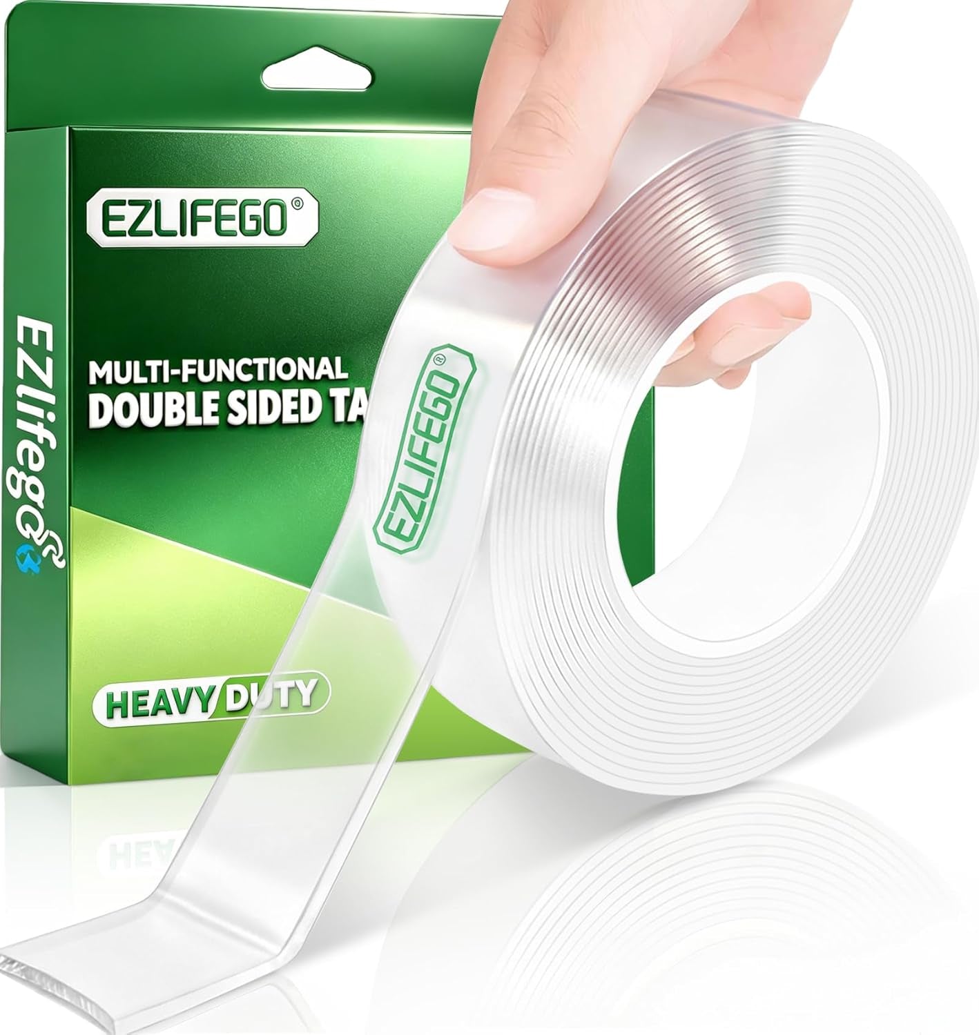 Heavy Duty Invisible Bond Nano Double Sided Mounting Tape, 9.85FT | Nano-Tech, Holds up to 72 Lbs, All-Purpose, Instant Hold, Industrial-Strength Adhesive, Indoor & Outdoor Decor,Back to School