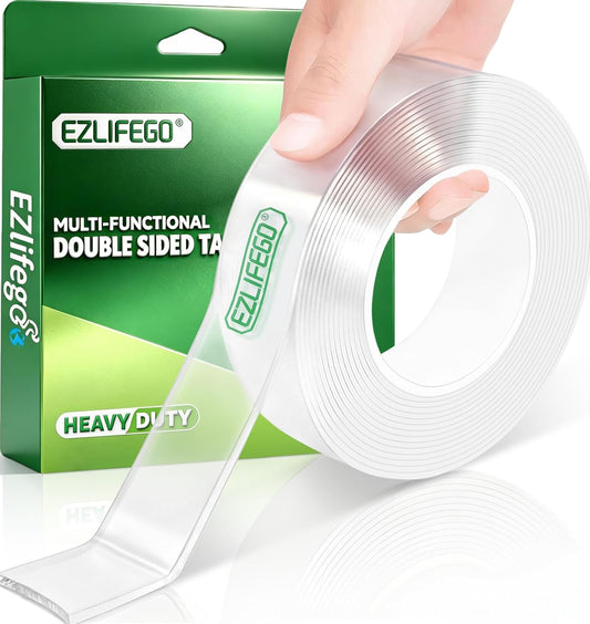 Heavy Duty Invisible Bond Nano Double Sided Mounting Tape, 9.85FT | Nano-Tech, Holds up to 72 Lbs, All-Purpose, Instant Hold, Industrial-Strength Adhesive, Indoor & Outdoor Decor,Back to School