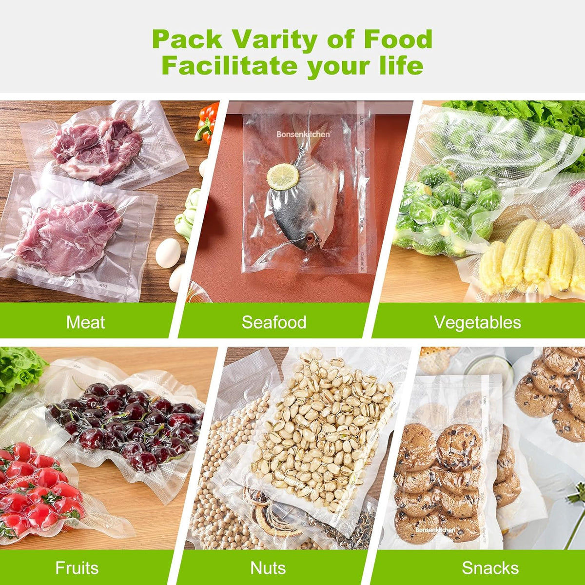 Vacuum Sealer Bags, 8" X 50' Rolls 2 Pack for Food Storage | Commercial Grade Textured Food Roll, Heavy Duty, Customized Size Bag for Sous Vide Cooking, BPA Free, VB3209