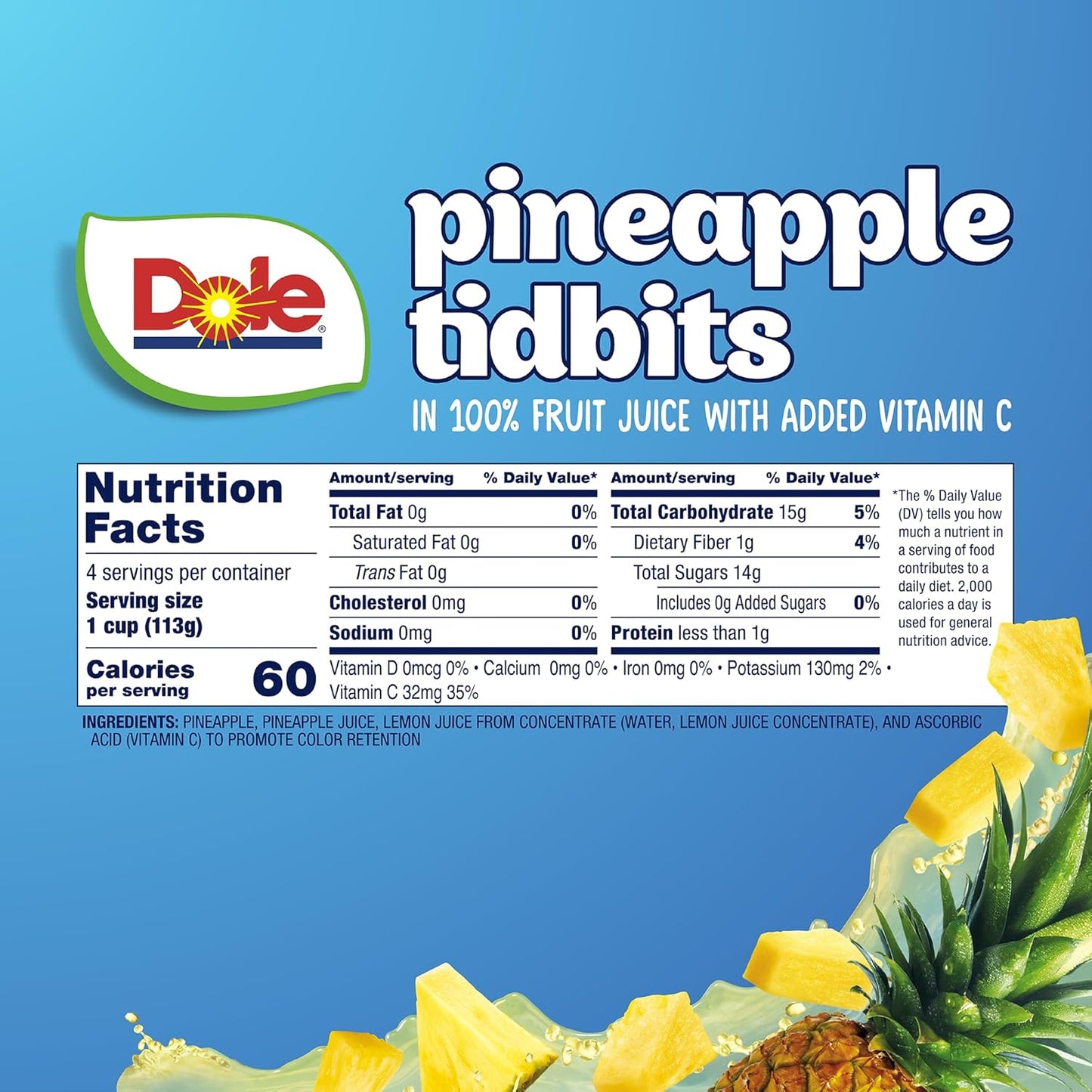 Fruit Bowls Pineapple Tidbits in 100% Juice Snacks, 4Oz 24 Total Cups, Gluten & Dairy Free, Bulk Lunch Snacks for Kids & Adults