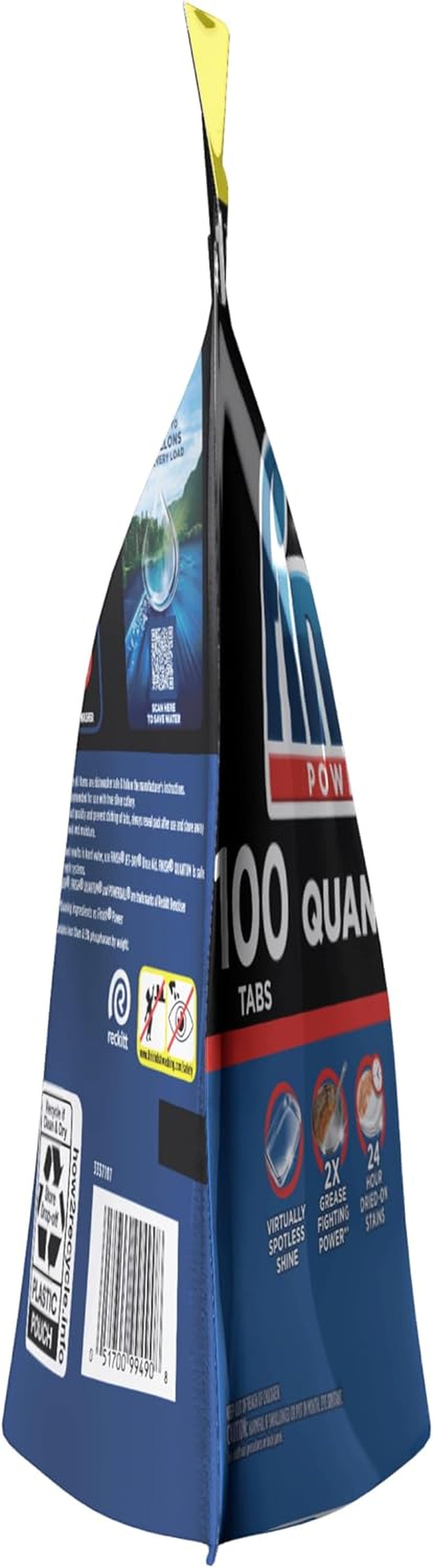 Quantum Dishwasher Pods, No Pre-Rinse Dishwasher Detergent Soap Removes 24HR Dried-On Stain and Grease, Leaving a Virtually Spotless Shine, 100 Count