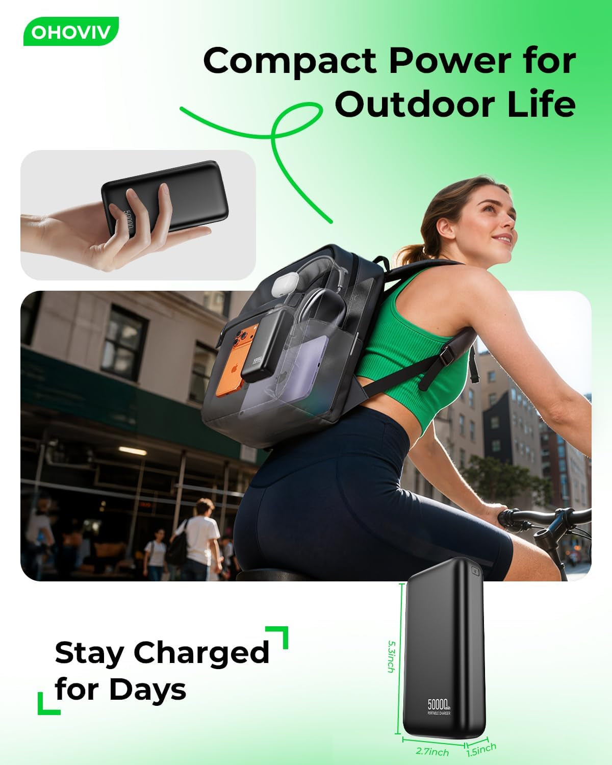Portable Charger Power Bank 50000Mah,Pd 22.5W Battery Pack | 4× Faster Charging,Up to 55% in 30Mins,Travel Essential,Portable Phone Charger for Iphone 17/16/15 Series,Galaxy,Tablet,Black