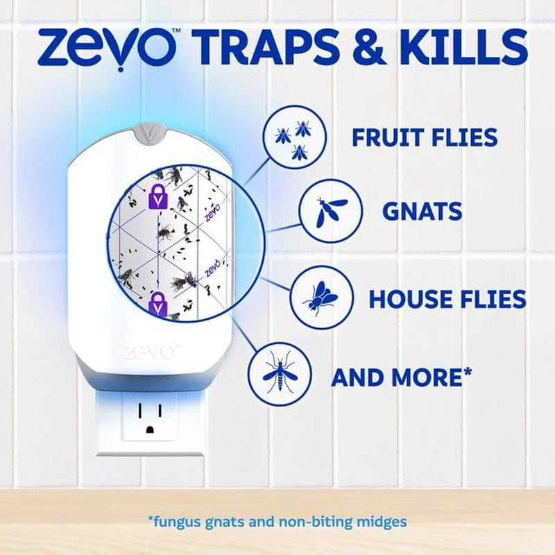 Flying Insect Trap & Cartridge - Plug in Fly Trap & Indoor Bug Catcher for Gnats, House & Fruit Flies - Mess-Free - Use in Any Room - Uses Blue & UV Light (1 Plug in Device & 1 Cartridge)