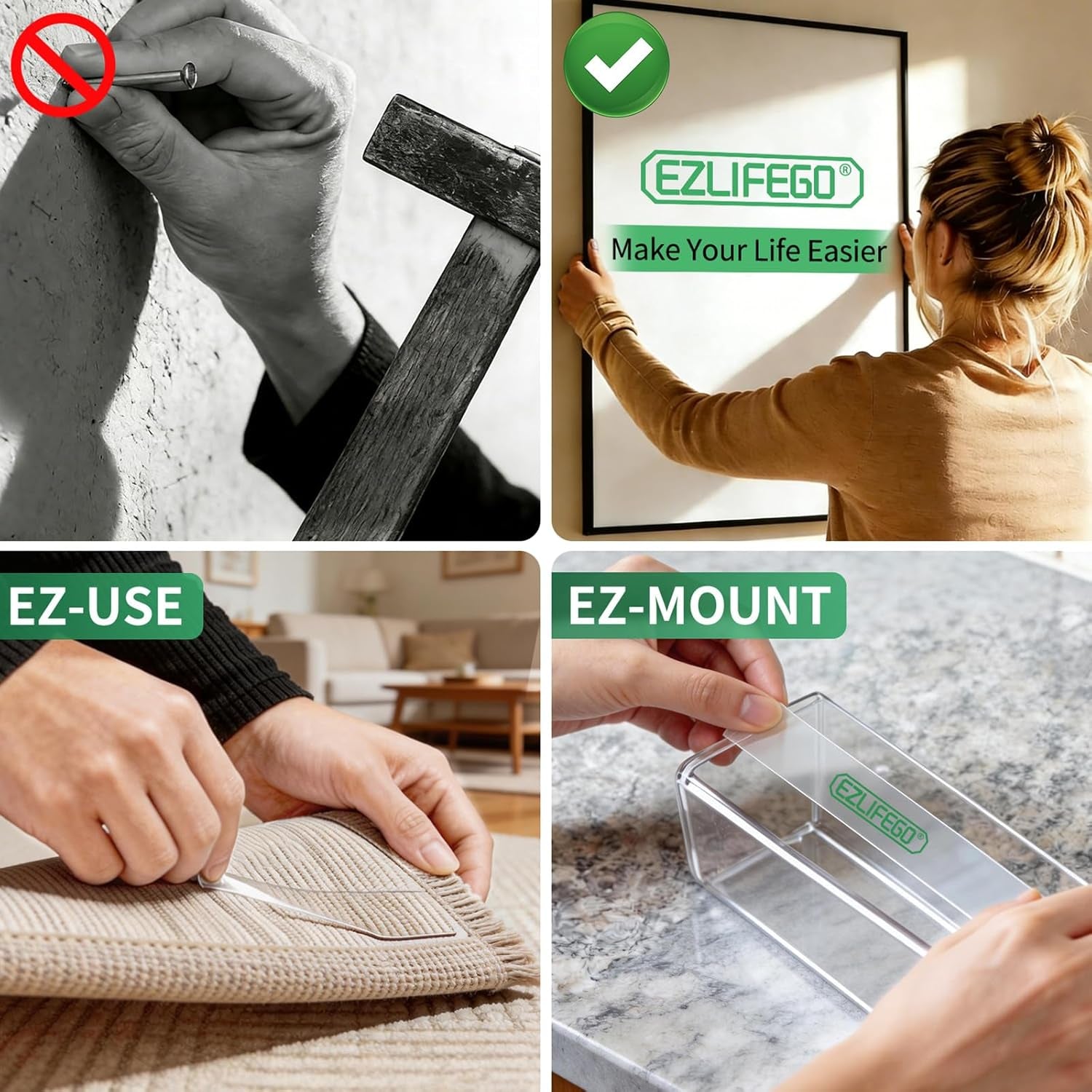 Heavy Duty Invisible Bond Nano Double Sided Mounting Tape, 9.85FT | Nano-Tech, Holds up to 72 Lbs, All-Purpose, Instant Hold, Industrial-Strength Adhesive, Indoor & Outdoor Decor,Back to School