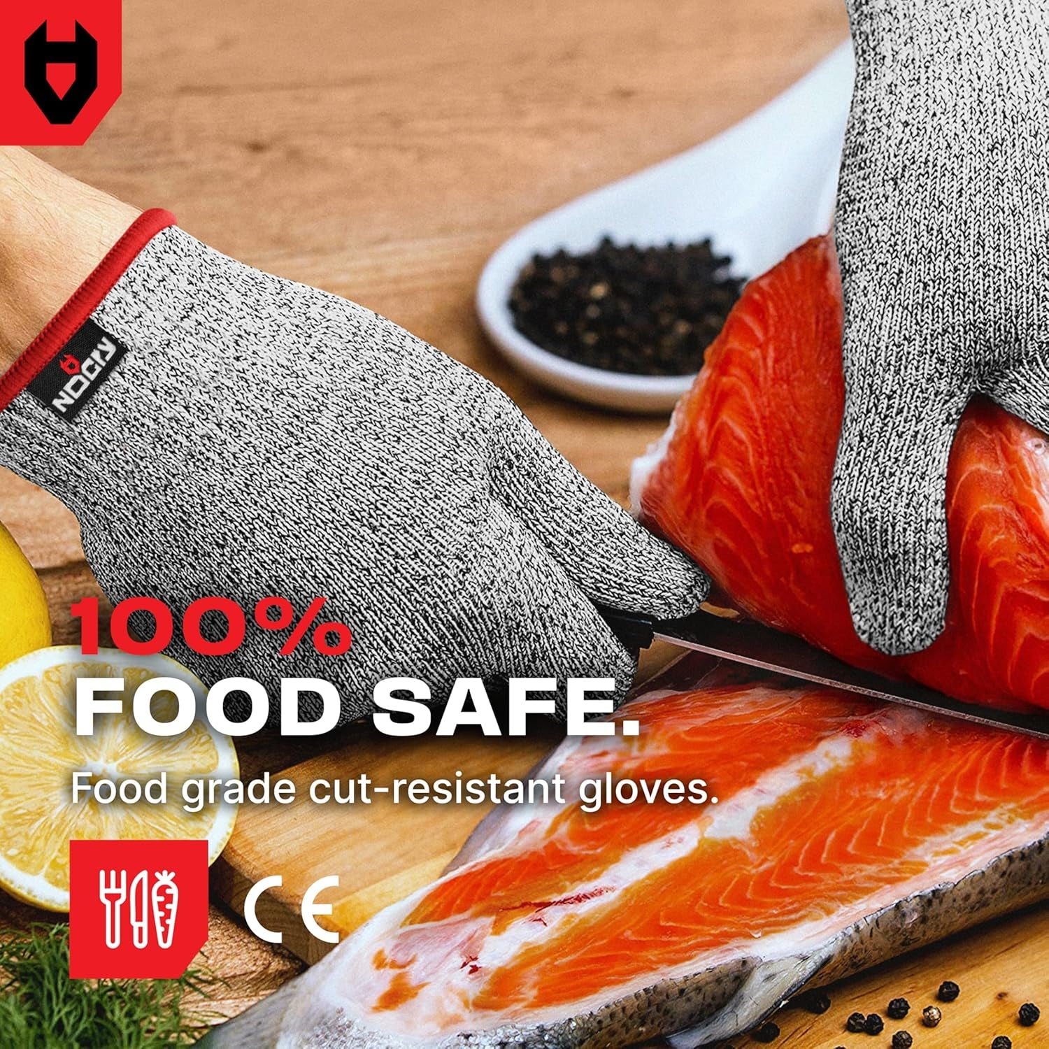 Premium Cut Resistant Gloves Food Grade — 100% Food Safe — Level 5 Meat Cutting Glove for Chefs & Butchers — Perfect Mandoline Glove or Oyster Shucking Gloves with Superior Comfort & Dexterity