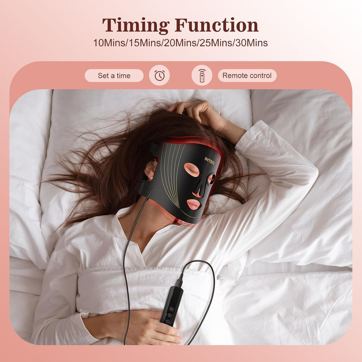 Red Light Therapy Mask for Face, 850Nm NIR, Red/Blue LED Light Mask | Full Face Coverage Red & near Infrared Light Therapy, 2000Mah Rechargeable, Skin Firming for 180Leds, 3 Modes, Gift for Women