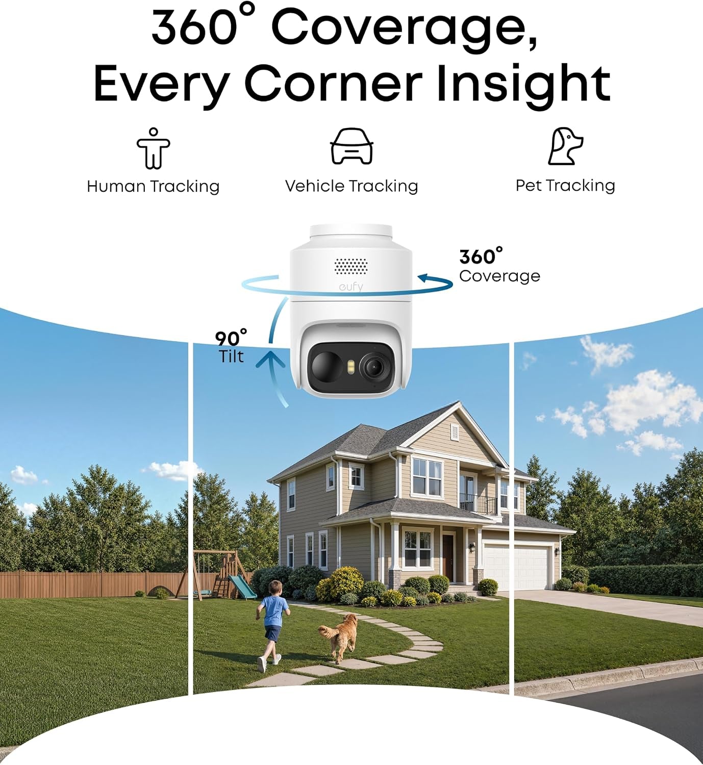Eufy Security Eufycam C37, Solar Cameras Wireless Outdoor,2K Resolution | 360° Pan & Tilt AI Tracking, Human/Pet/Vehicle Detection, Flexible Solar Panel, Color Night Vision, No Monthly Fee